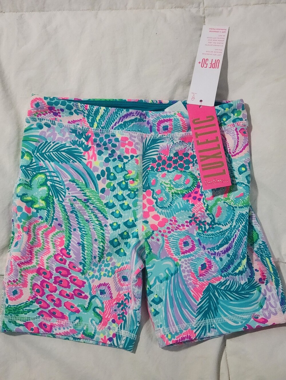NWT Lilly Pulitzer Luxletic Weekender High Rise Biker Shorts Girls LARGE Youth